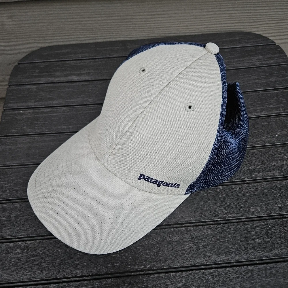 Patagonia Hat Mesh Back Trucker Dad Cap Tan Blue Snapback